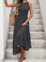 Load image into Gallery viewer, Retro Polka Dot Backless Tie Waist Midi Dress N6E167