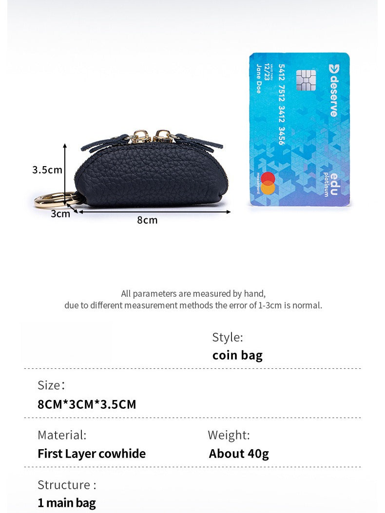 Genuine Leather Coin Purse with Keychain Women N6D018