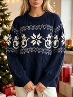 Load image into Gallery viewer, Jacquard Cable Knit Round Neck Loose Pullover Sweater N6H281