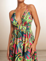 Load image into Gallery viewer, Sexy Print V Neck Slip Dress Women N6C247
