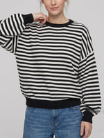 Load image into Gallery viewer, Backless Color Block Stripe Oversized Knit Pullover N6G185