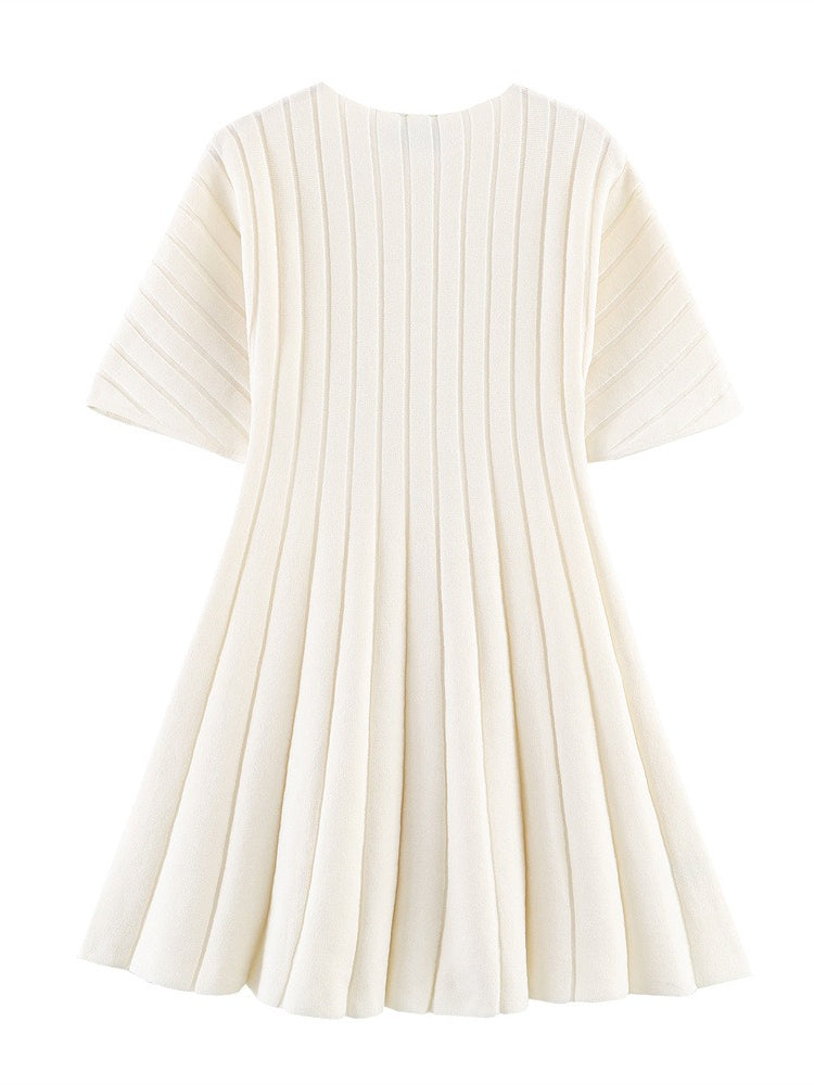 Knit Round Neck Short Sleeve Dress Women N6C270