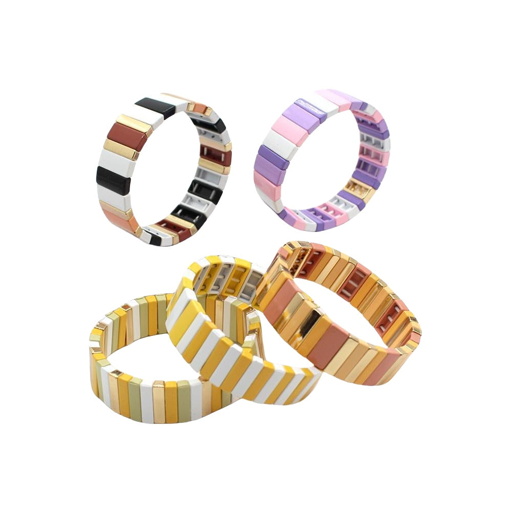 Vitreous Tile Bangle Zinc Alloy Saturation Gradient S5P264