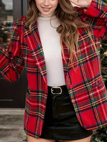 Load image into Gallery viewer, Check Blazer Long Mid Heavy Red Gray N5Z618
