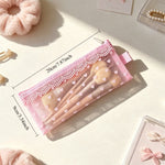 Load image into Gallery viewer, Heart Flocked Nylon Mesh Makeup Brush Pouch N6J261
