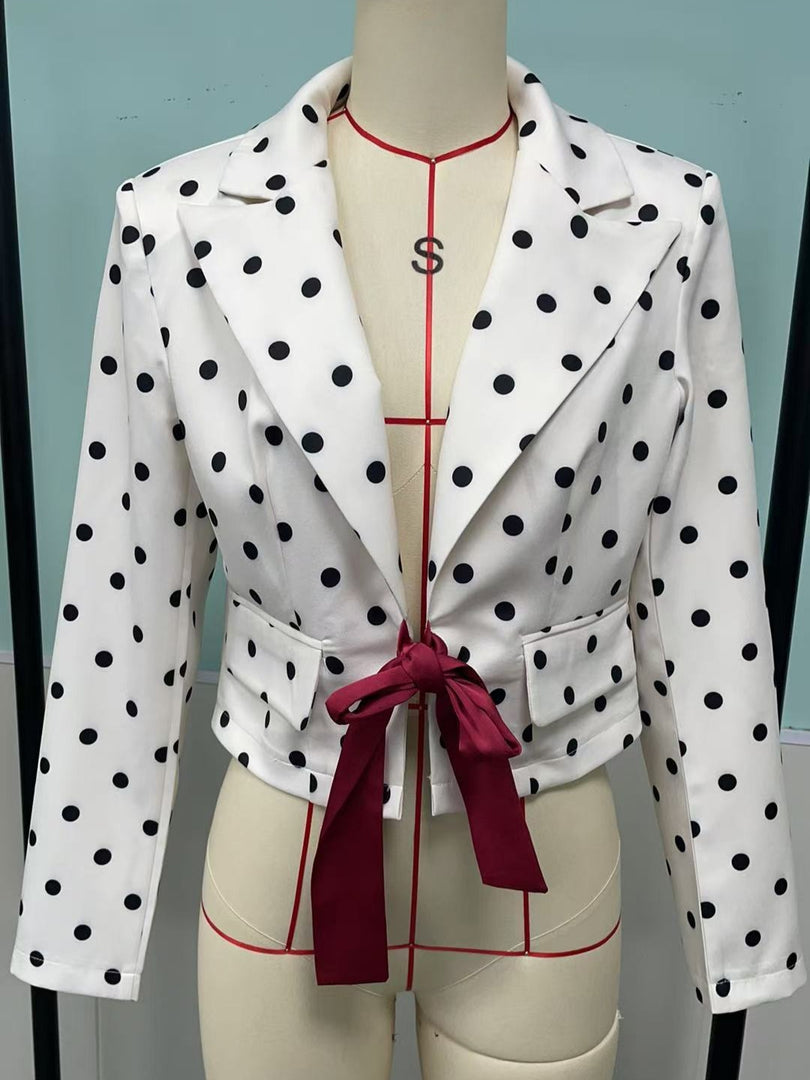 Short Tie Waist Bow Detail Blazer Women N6D211