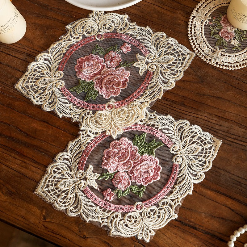 Vintage Lace Embroidered Coaster Doily Display Mat N6G077