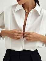 Load image into Gallery viewer, French Style Square Shoulder Shirt Women White N5A598