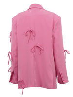 Load image into Gallery viewer, Bow Detail Pink Loose Blazer Women N6C193
