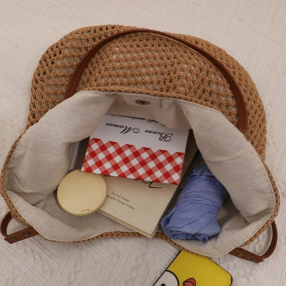 Oversized Openweave Straw Tote Bag Women Vacation N6E033