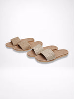 Load image into Gallery viewer, Woven Linen House Slippers Women N6C227
