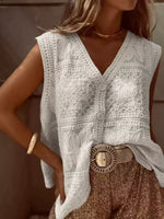 Load image into Gallery viewer, Crochet V Neck Vest Top Women N6F007