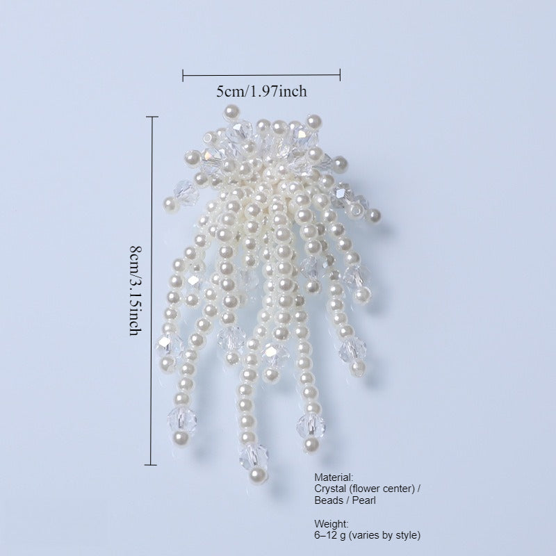 Crystal Lotus Pearl Shirt Cuff Cover Beaded Button N6G122