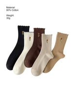Load image into Gallery viewer, Lace Embroidery Cotton Mid-Calf Socks Women N6C154