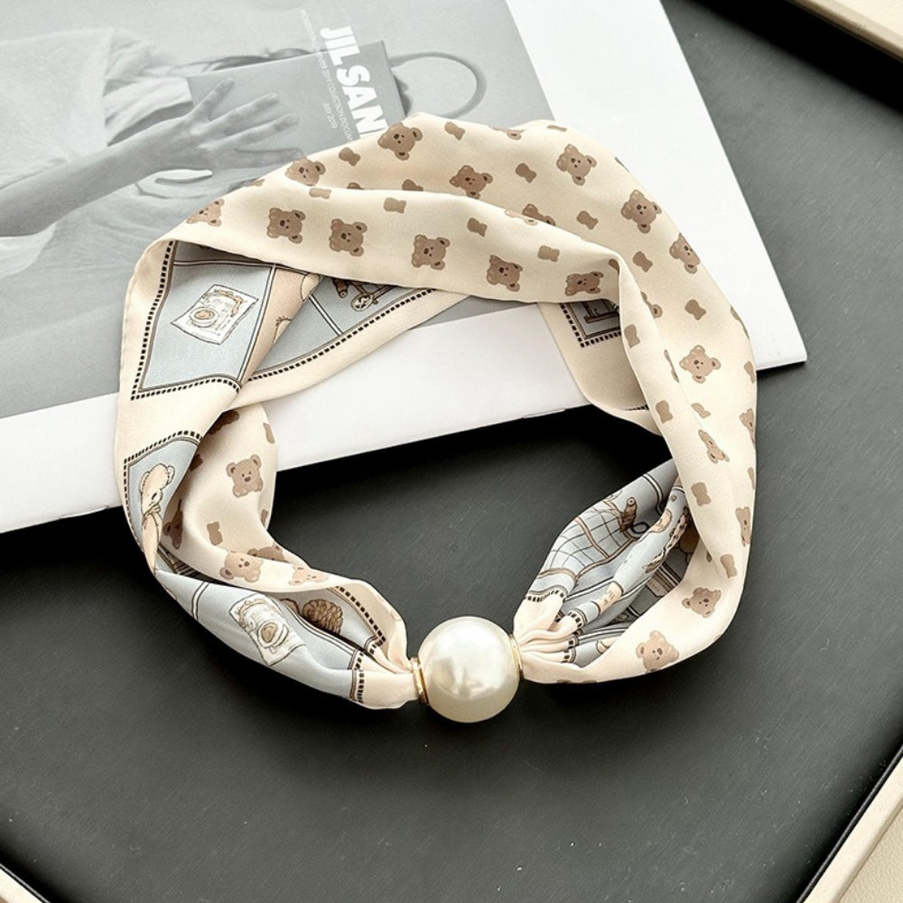 Magnetic Clasp Pearl Scarf Neck Warmer Women N6H111