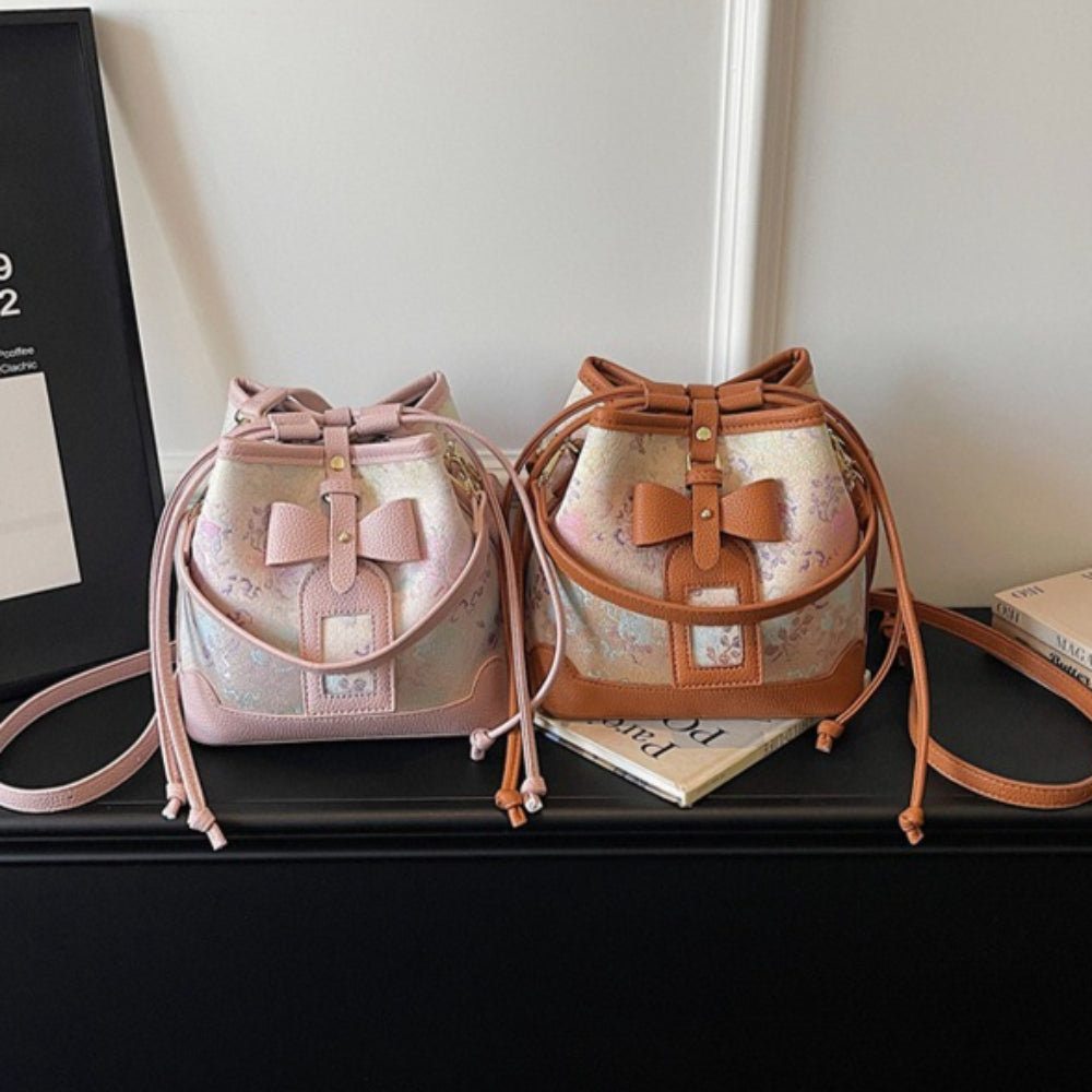 Jacquard Bow Detail Bucket Bag Women N6E007