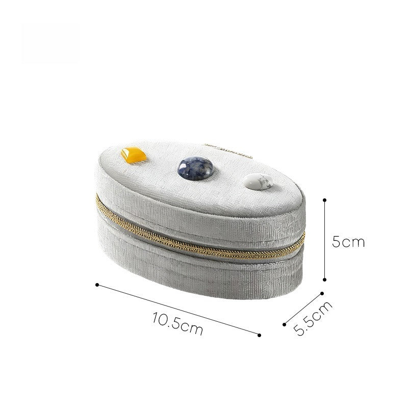 Natural Stone Velvet Jewelry Organizer Box N6G058