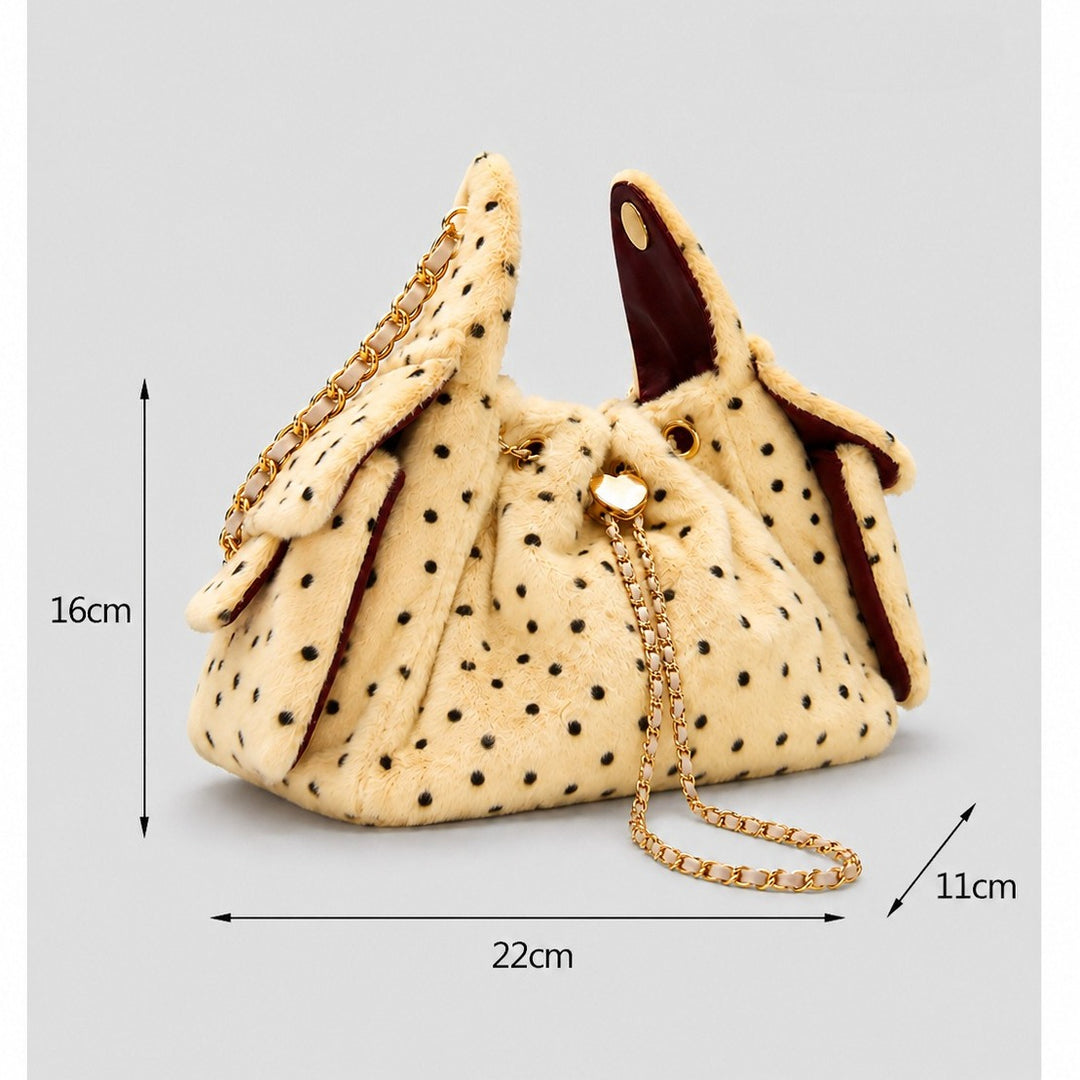 Women's Plush Leopard Print Chain Bucket Bag N6J115