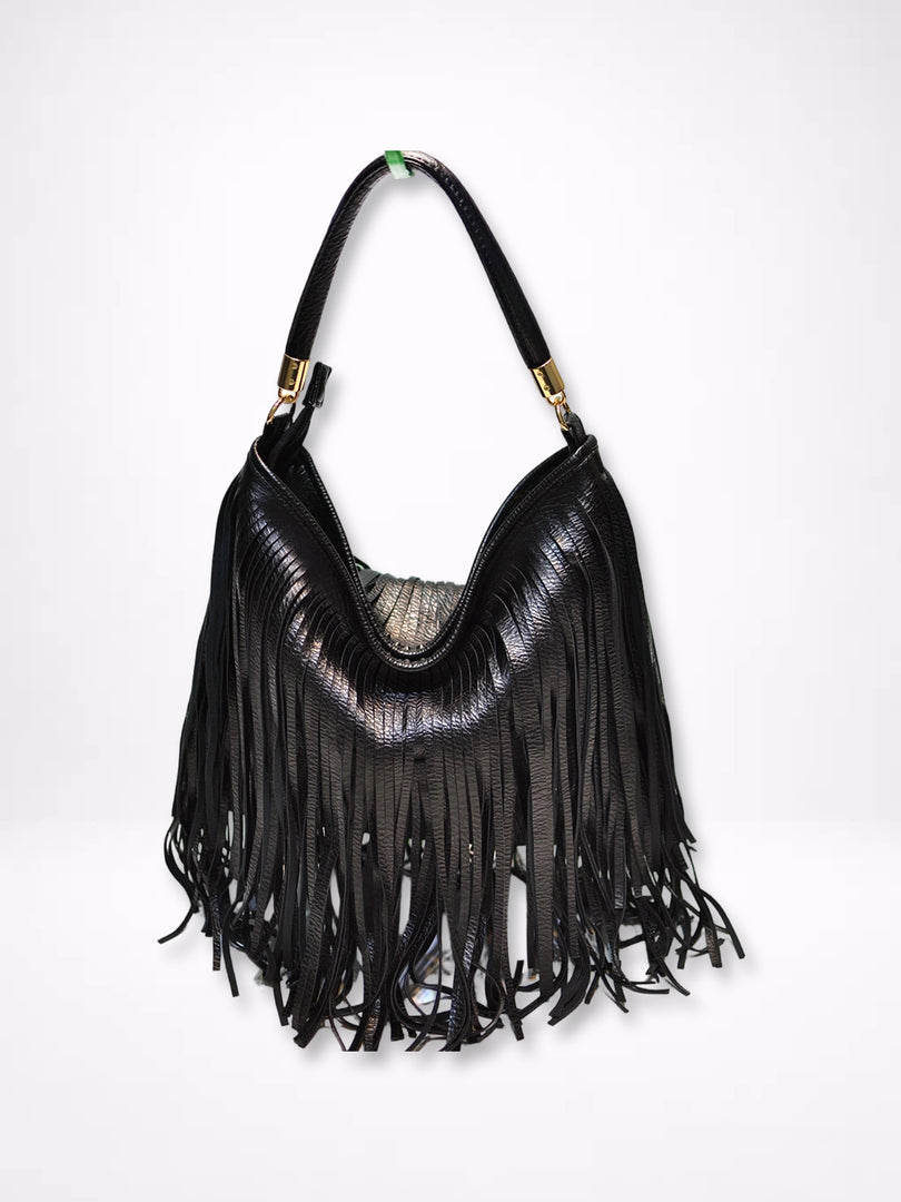 Soft Leather Double-Sided Fringe Tote Bag Women N6C222