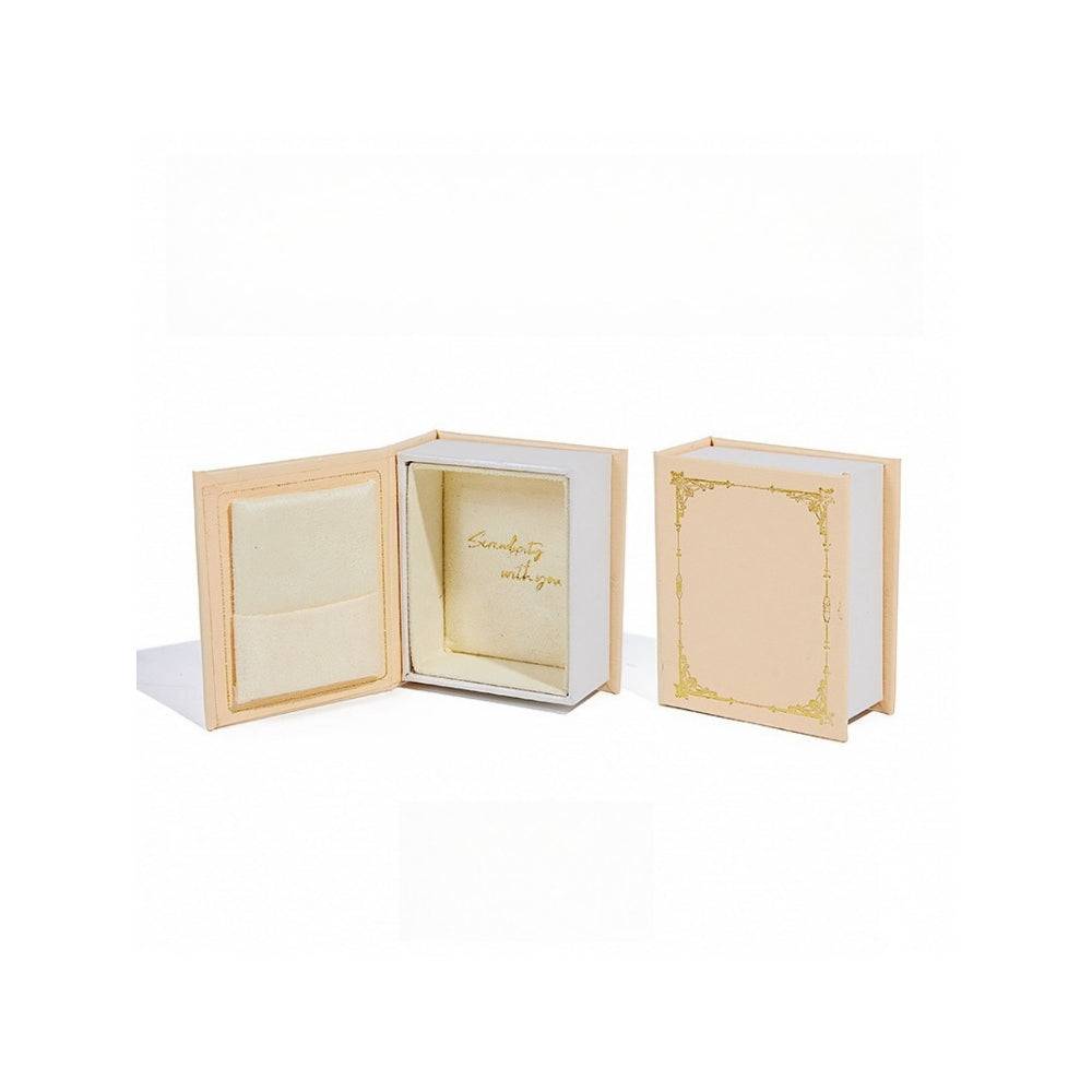 Book-Shaped Ring Jewelry Box Storage Suede Paper Case N6G051