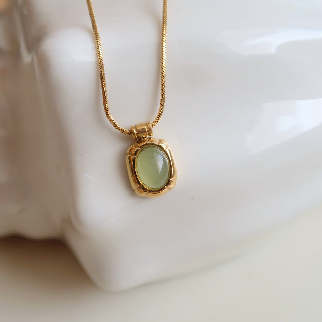 Aventurine Tiger Eye Pendant Snake Chain Necklace N6H176