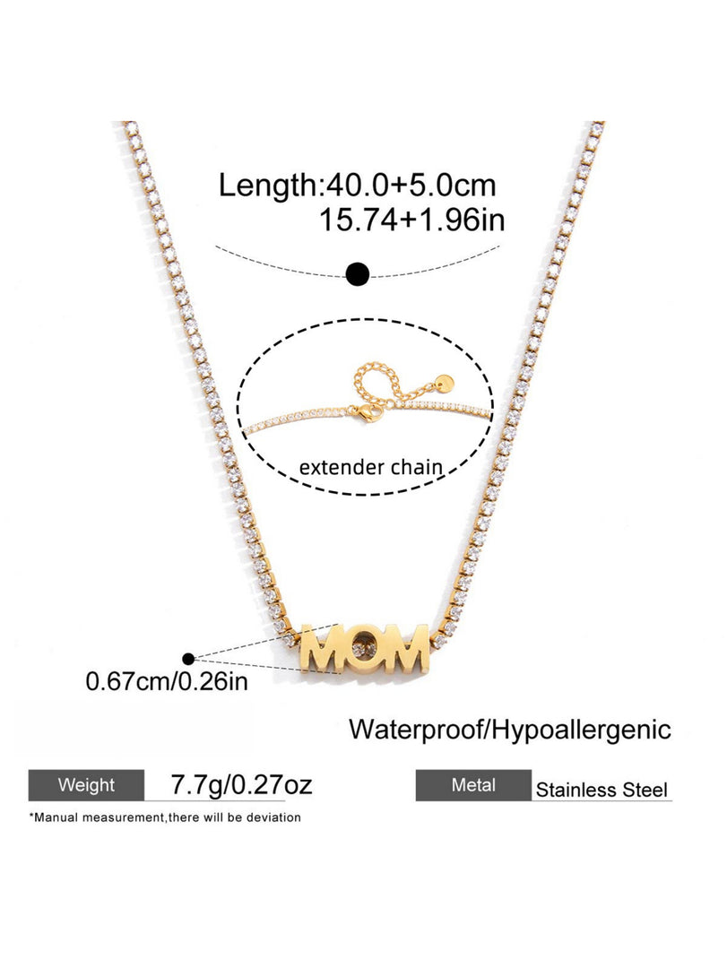 Titanium Steel Cubic Zirconia Pendant Necklace Women N6D500