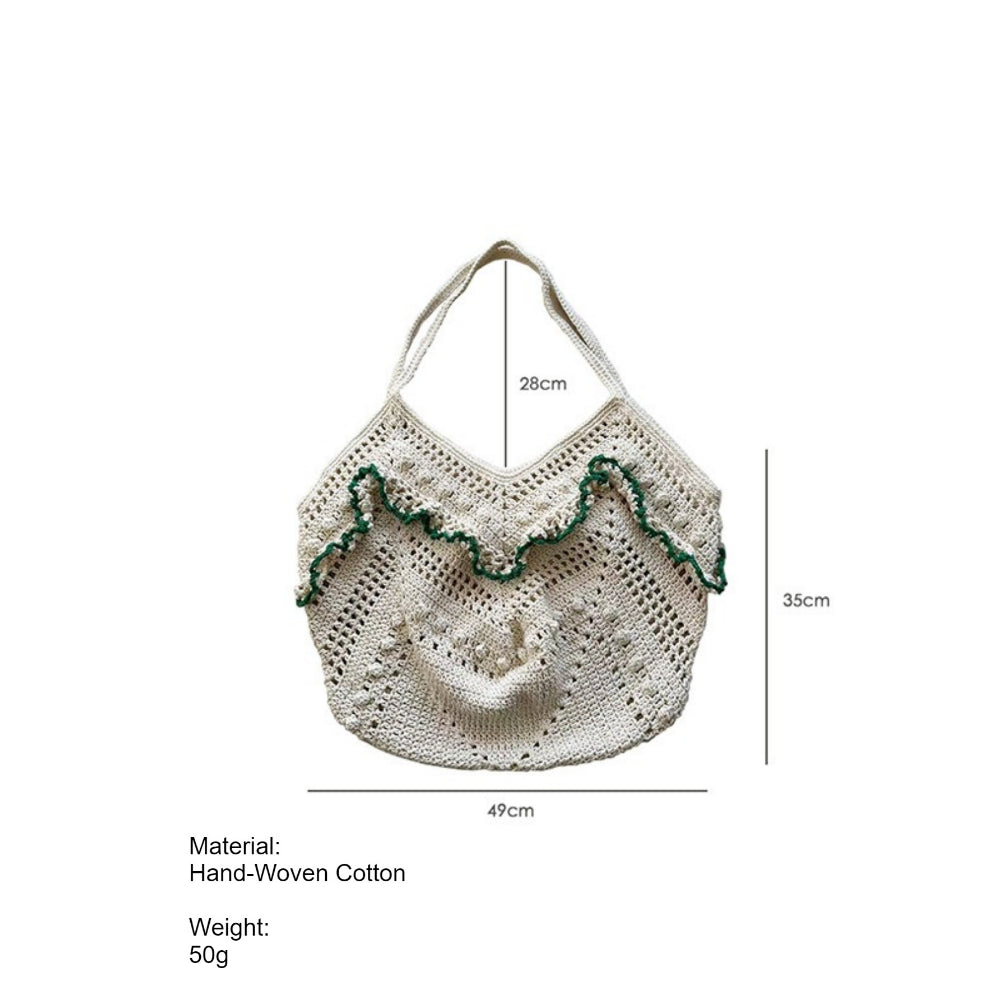 Bohemian Hand-Woven Openwork Cotton Shoulder Bag N6D161