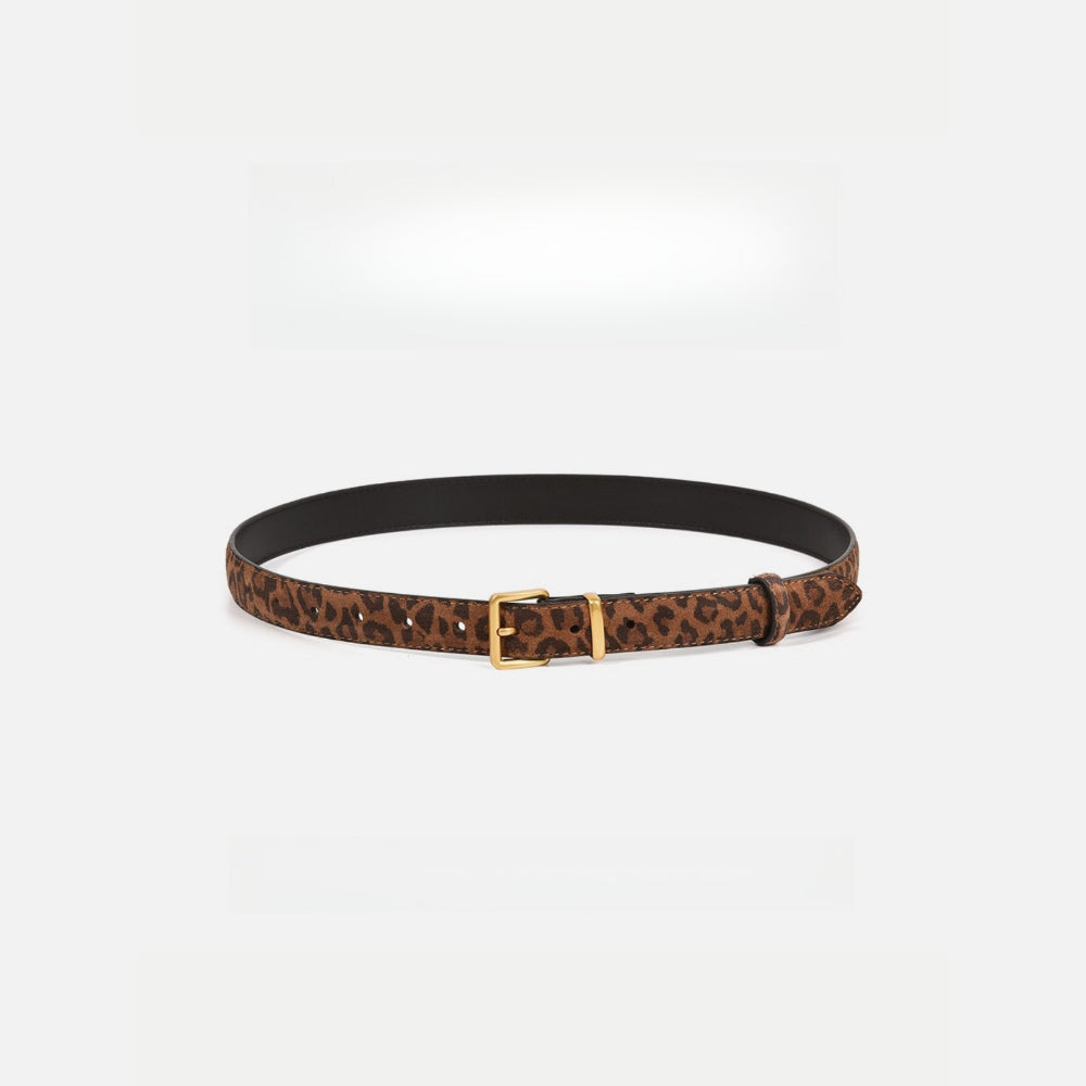 Vintage Leopard Print Genuine Leather Belt Women N6H323