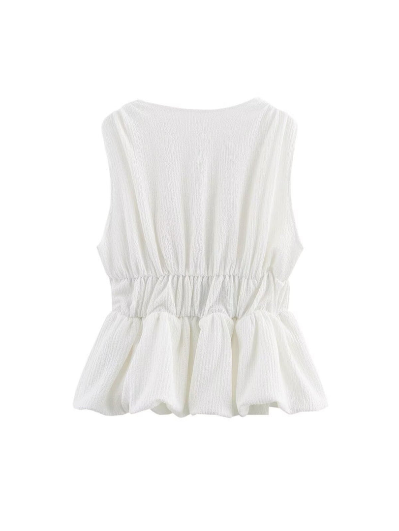 Sleeveless Knot Front Fitted Knit Tank Top Women N6F005