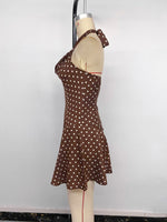 Load image into Gallery viewer, Polka Dot Halter Open Back Dress N6E163