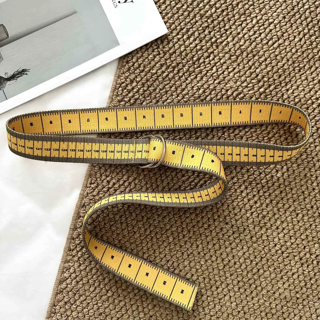 Unisex Yellow Tape Measure Canvas Belt N6J133