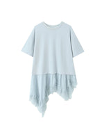 Load image into Gallery viewer, Lace Panel Asymmetric Tee Women N6F253