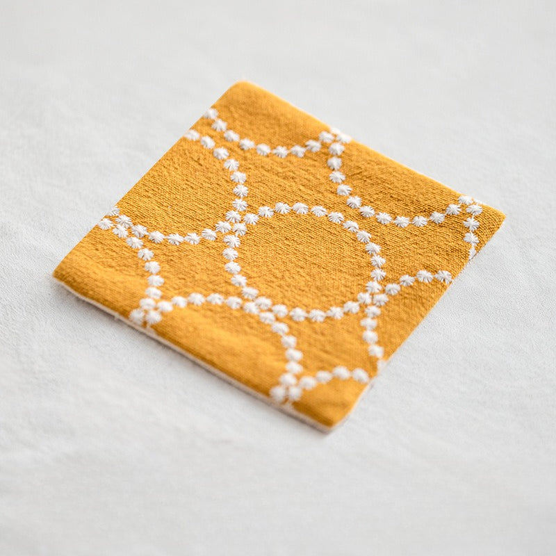 Square Embroidered Coaster Fabric Absorbent Table Mat N6G059