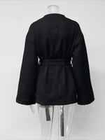 Load image into Gallery viewer, Batwing Sleeve Belted V-neck Blouse Women N6D028