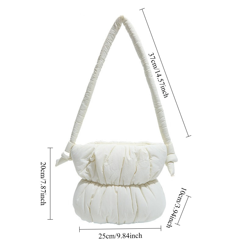 Women's Ruched Padded Nylon Bucket Bag N6J215