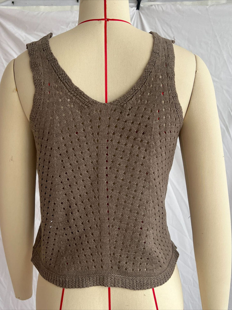 Lace V-Neck Knit Vest Slim Fit Women N6G144