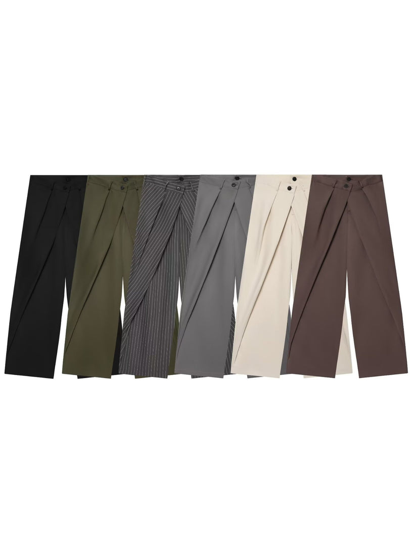 High Waist Loose Casual Pants Women Solid Color N6F201