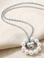 Load image into Gallery viewer, Pearl Heart Ring MUM Pendant Necklace Women N6D526