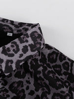 Load image into Gallery viewer, Leopard Print Chiffon Dress with Lapel and Puff Sleeve N6C192