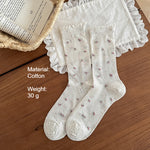 Load image into Gallery viewer, Sweet Floral Lace Trim Mid-Calf Socks Women Cotton N6H027