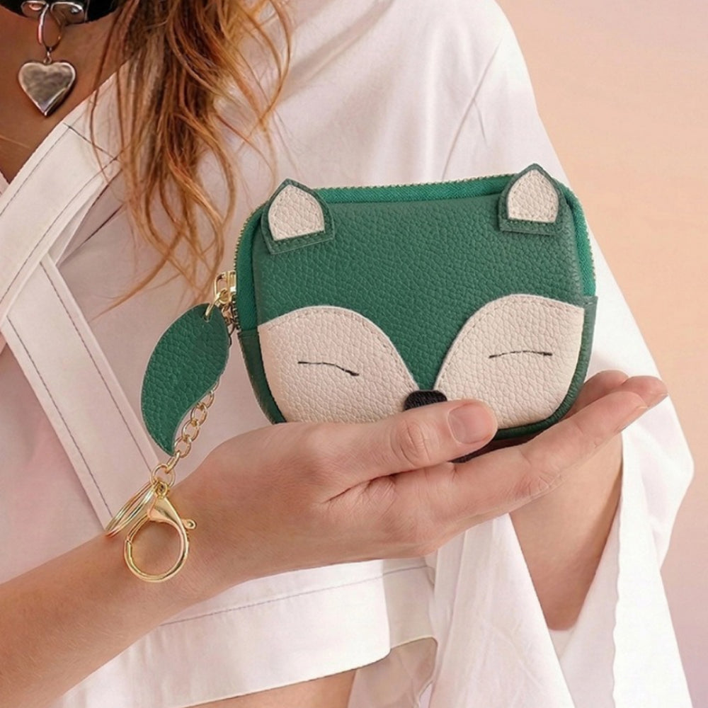 Cartoon Fox Embroidery Leather Coin Purse N6G052