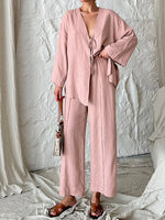 Load image into Gallery viewer, Cotton Sleep Long Pant Mid Weight Green Gray Pink N5Z774

