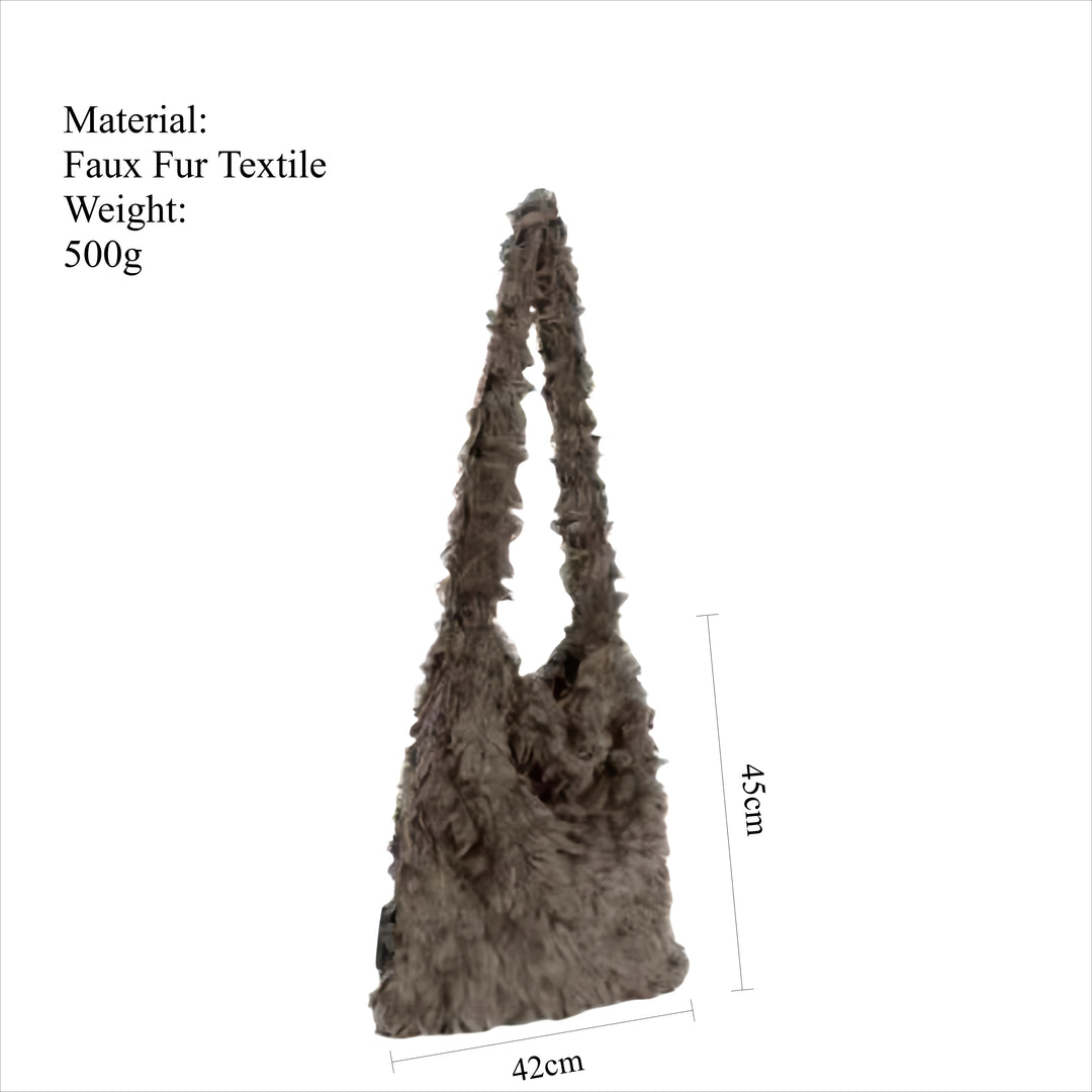 Fur Like Shoulder Bag Grey Brown S5P276