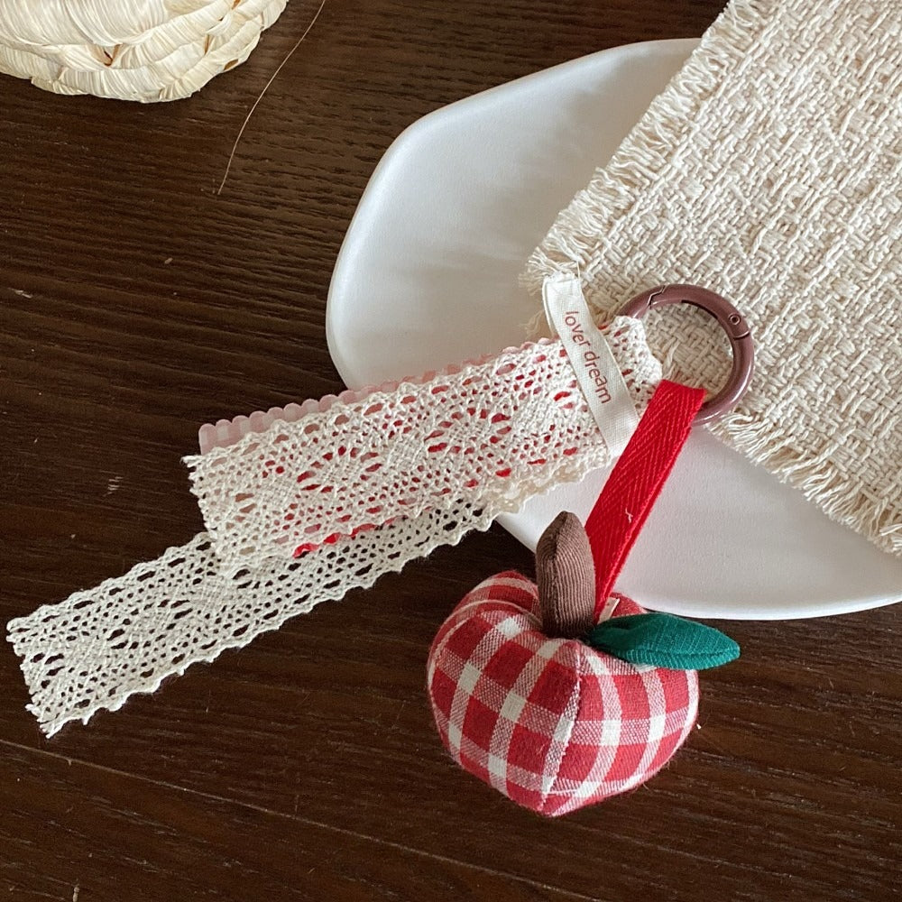 Red Heart Tassel Fabric Bag Charm Keychain N6K291