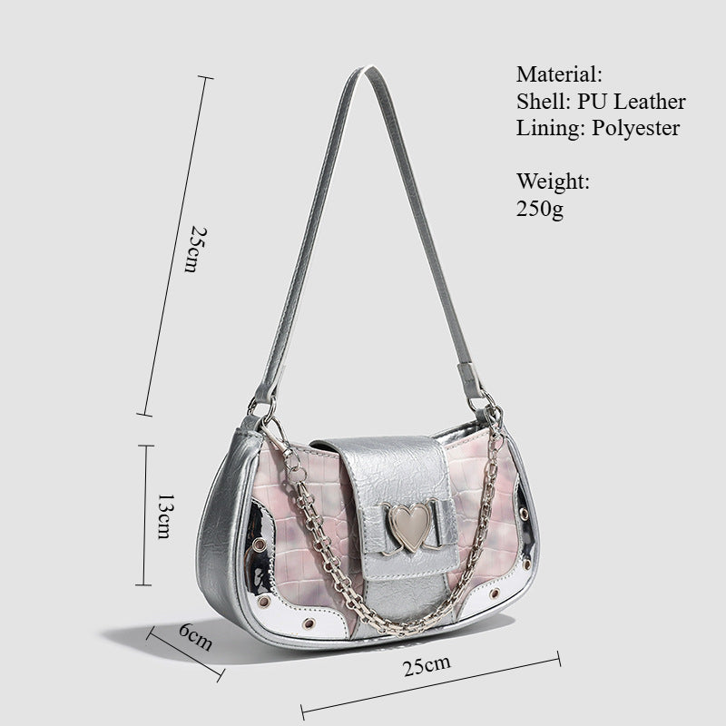 Detachable Chain Shoulder Bag PU Underarm Silhouette S5P316