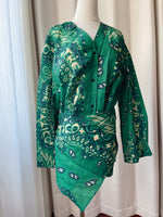 Load image into Gallery viewer, Green Paisley V-Neck Bell Sleeve Dress N6F258