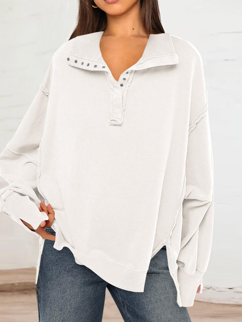 Contrast Rib Polo Coat Vented Puff Sleeve  N5Z258