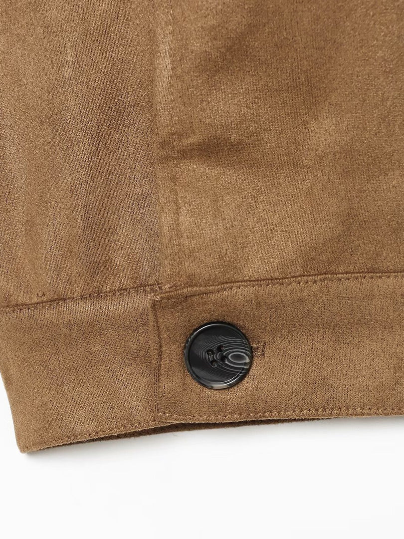 Fashion Lapel Single-Breasted Slim Fit Jacket Brown N6G166