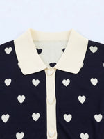 Load image into Gallery viewer, Sweet Heart Jacquard Knit Polo Cardigan Women Fashion N6G159