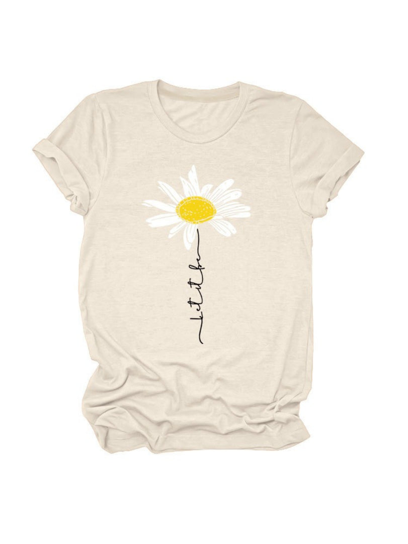 Let It Be Daisy Graphic Loose Fit T-Shirt Women N6F016